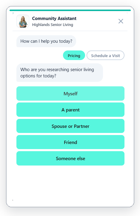 Highlands Virtual Assist chat widget